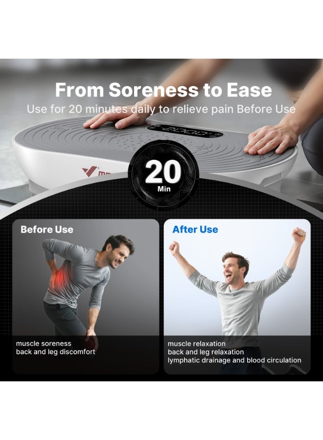 MERACH Vibration Plate Exercise Machine, Vibrating Platform for Lymphatic Drainage Weight Loss Muscle Activation, Full Body Home Exercise Equipment with LED Touch Screen Bluetooth Pull Cord - Image 5